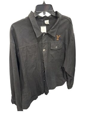 Men's Black Lightweight Yellowstone Jacket with Orange embroidered Yellowstone